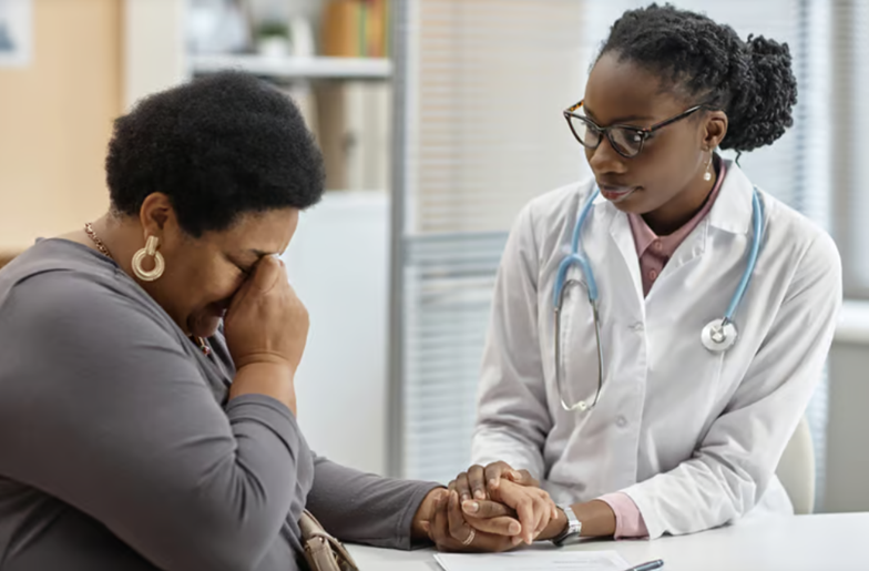 Doctor examining woman