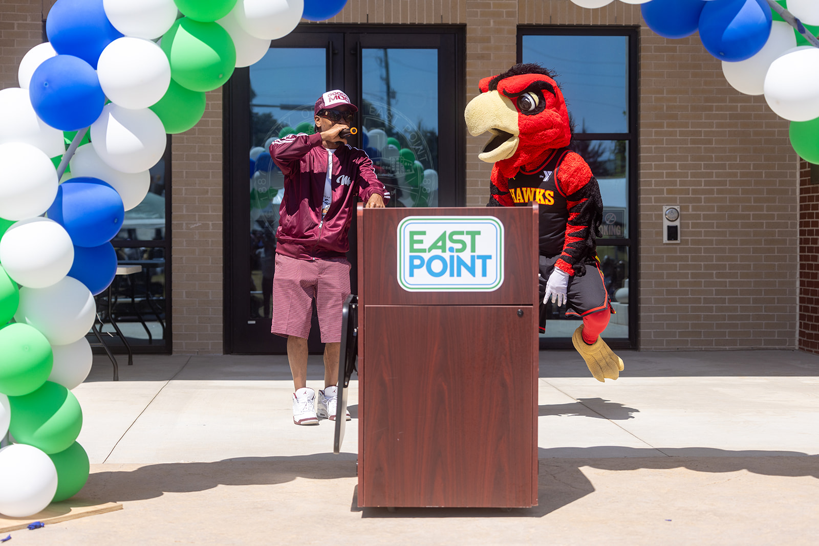 T-Mo and Atlanta Hawk Mascot